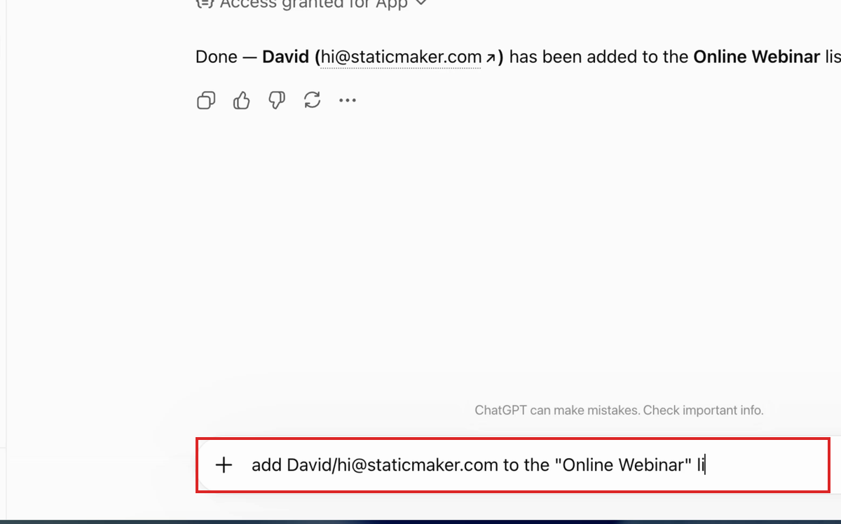 Prompt adding a recipient by name and email