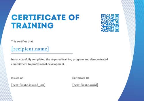 Certificate of training template