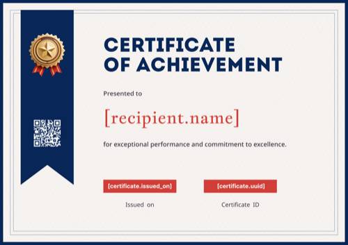 Achievement certificate template