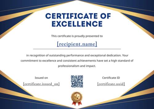 Certificate of excellence template